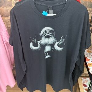 Gildan Black Long Sleeve Tee with Santa Graphic